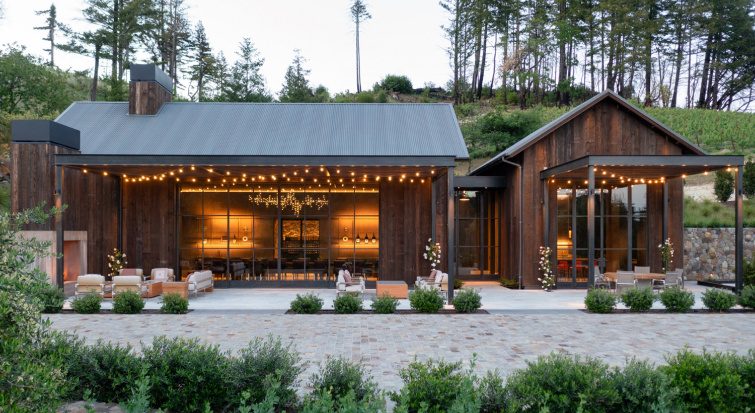 Tasting room at Mayacamas light up with fairly lights