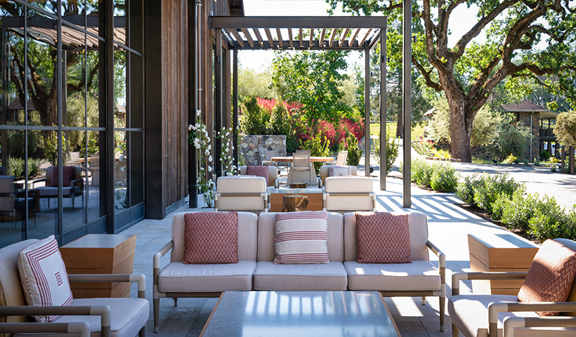 Outdoor sitting area at Mayacamas Estate